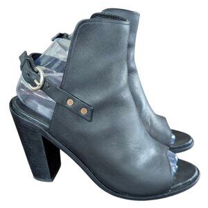 rag & bone Black Leather Heeled Back Strap Booties - Size 37.5